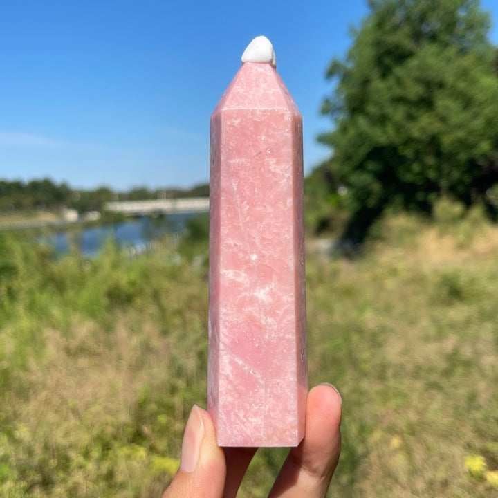 Unique,Natural Delicate Pink Opal Crystal Point
