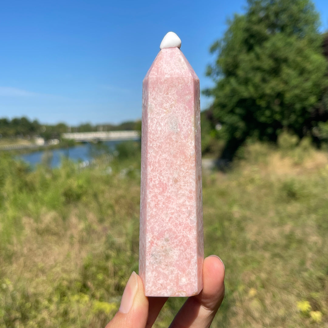 Unique,Natural Delicate Pink Opal Crystal Point