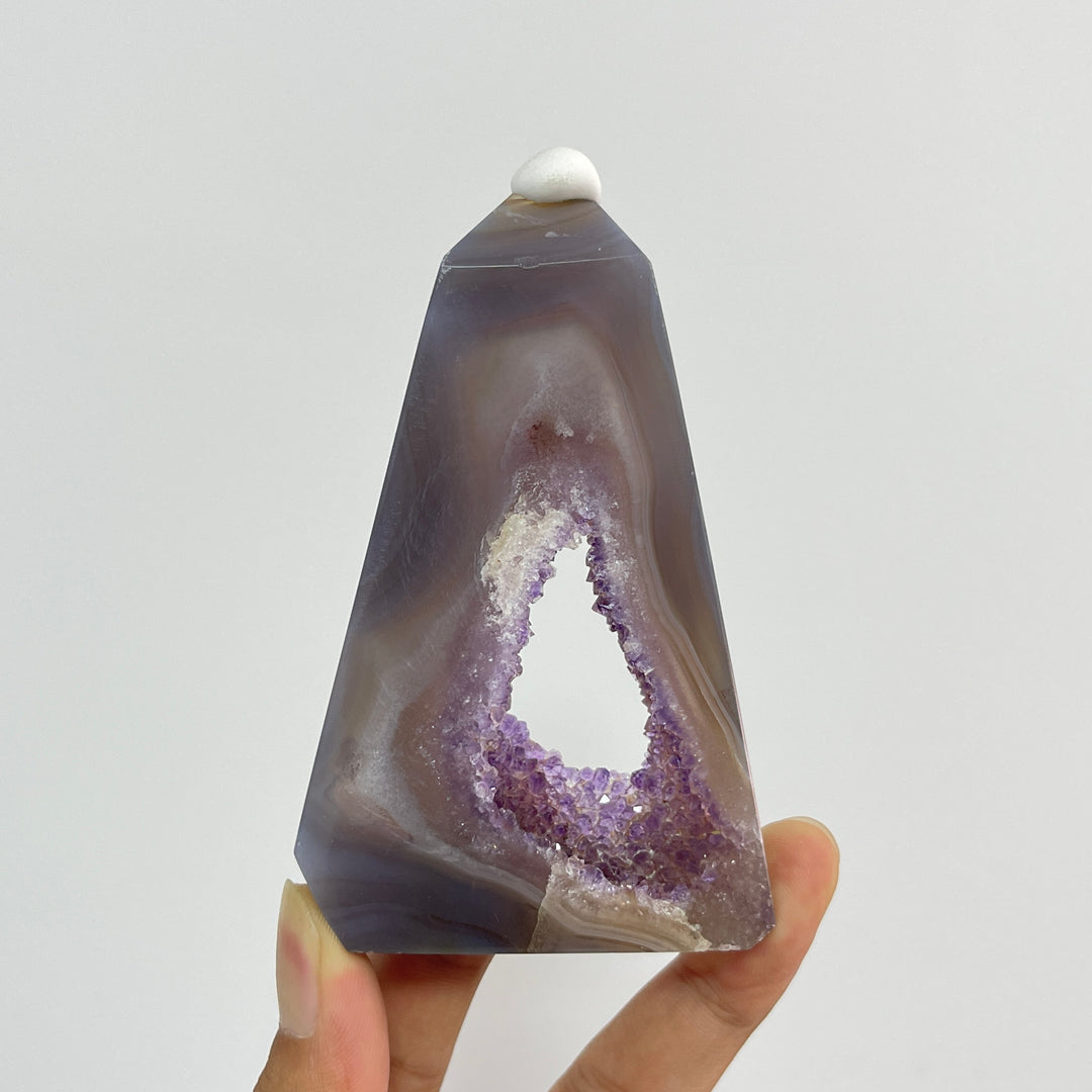 Unique,Natural Crystal Amethyst Agate Geode Point