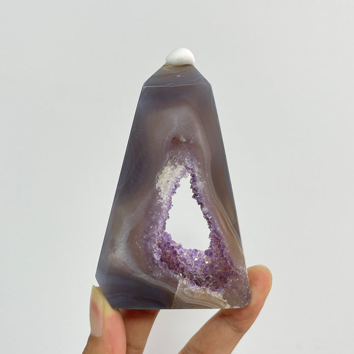 Unique,Natural Crystal Amethyst Agate Geode Point