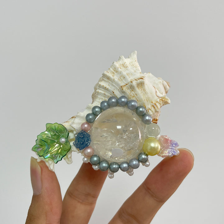 Unique,A Slightly Imperfect Natural Crystal Sphere With Conch