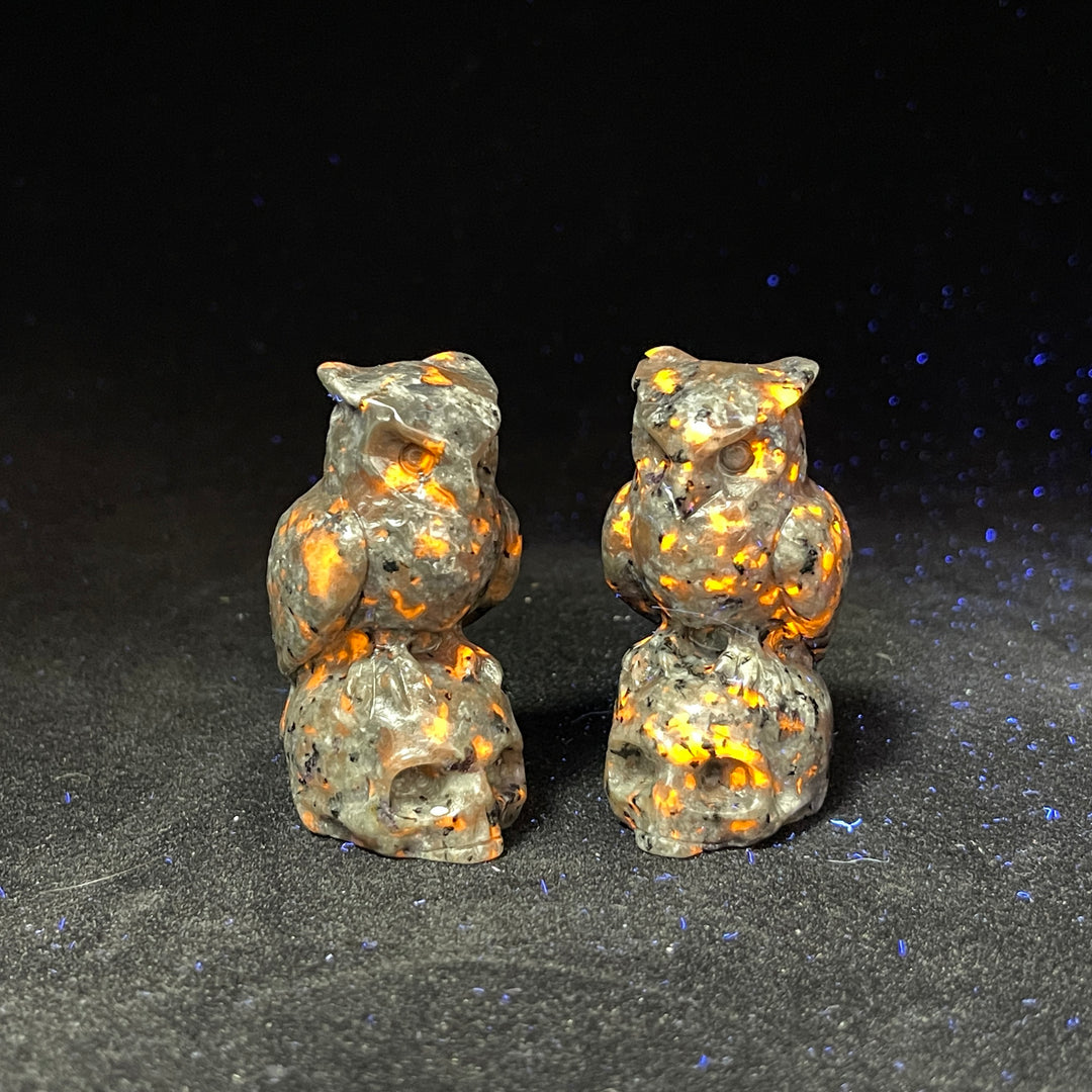 Natural Crystal Owl-On-Skull Carving