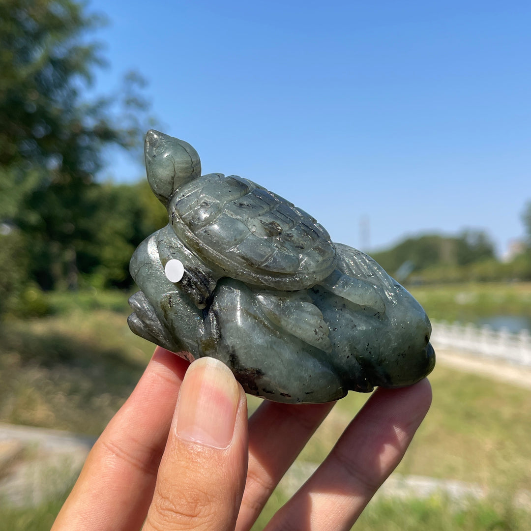 Unique,A Slightly Imperfect Natural Crystal Labradorite Sea Turtle