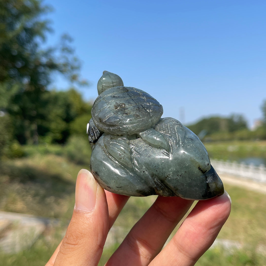 Unique,A Slightly Imperfect Natural Crystal Labradorite Sea Turtle