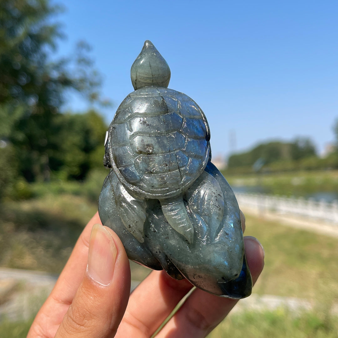 Unique,A Slightly Imperfect Natural Crystal Labradorite Sea Turtle