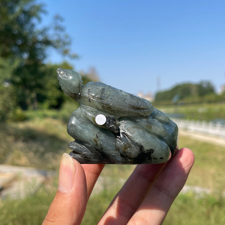 Unique,A Slightly Imperfect Natural Crystal Labradorite Sea Turtle