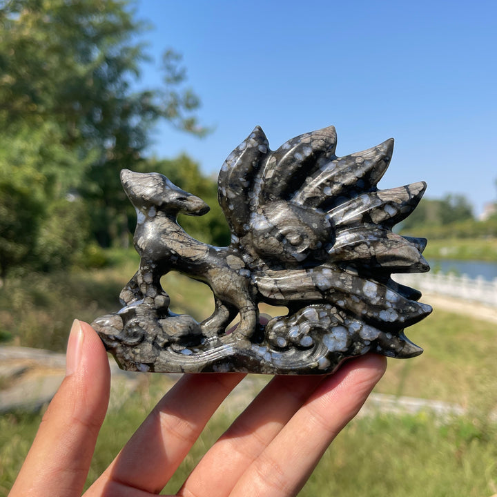 Unique,A Slightly Imperfect Natural Que Sera Stone Nine-Tailed Fox