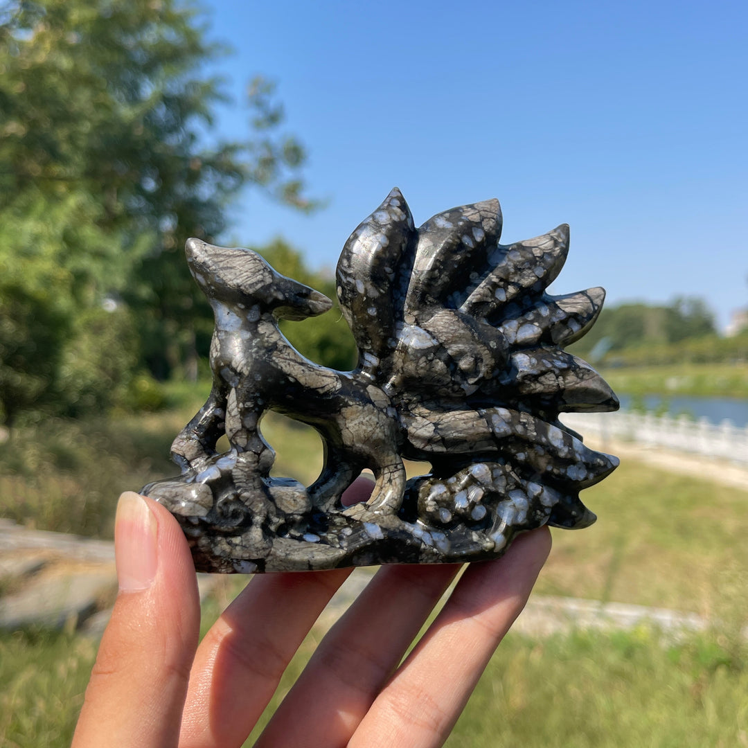 Unique,A Slightly Imperfect Natural Que Sera Stone Nine-Tailed Fox