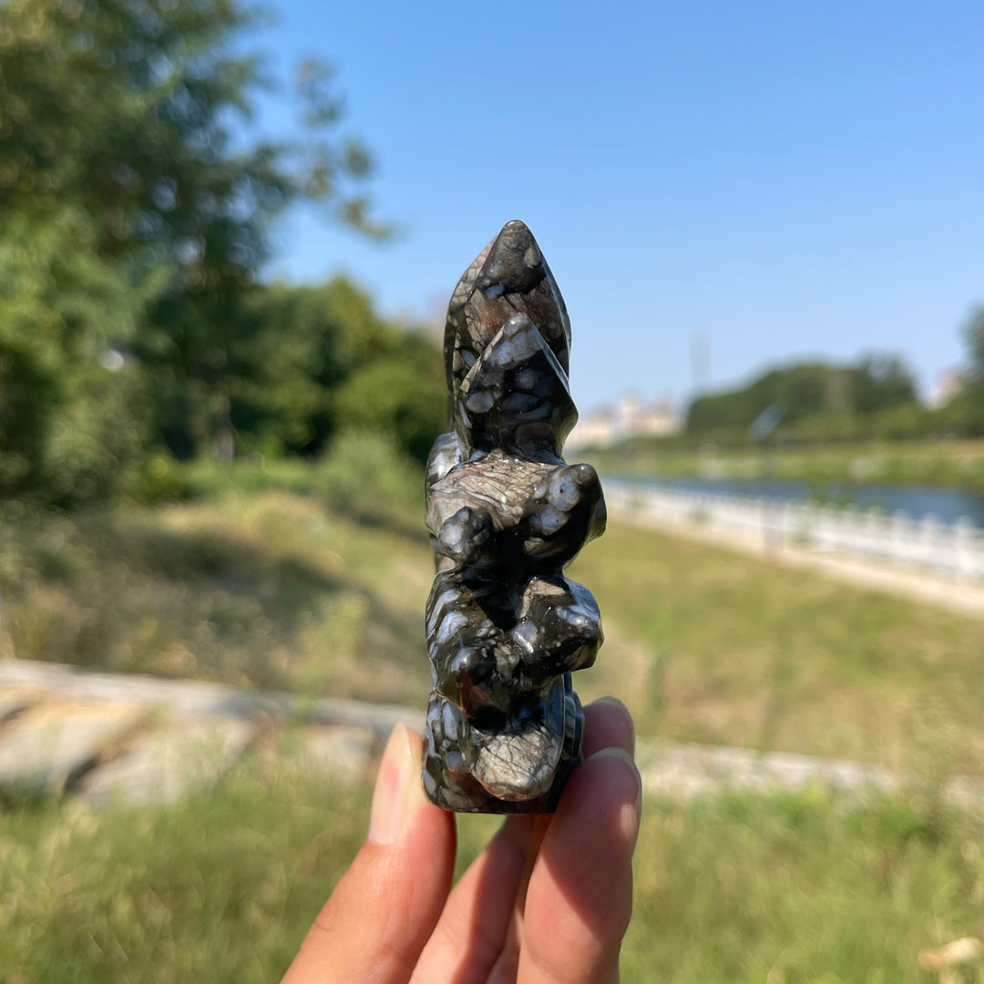 Unique,A Slightly Imperfect Natural Que Sera Stone Nine-Tailed Fox