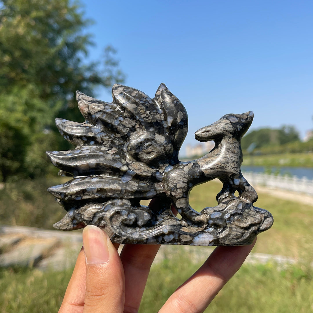 Unique,A Slightly Imperfect Natural Que Sera Stone Nine-Tailed Fox
