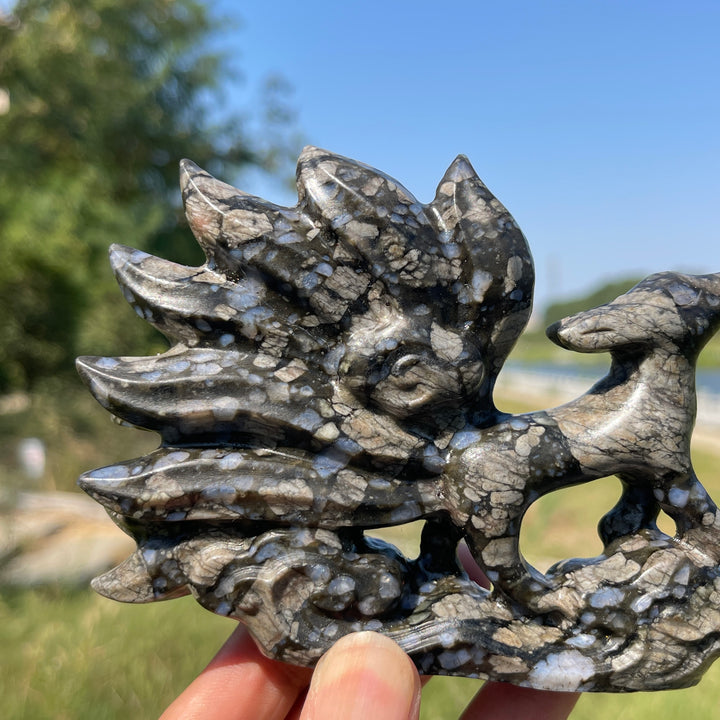 Unique,A Slightly Imperfect Natural Que Sera Stone Nine-Tailed Fox