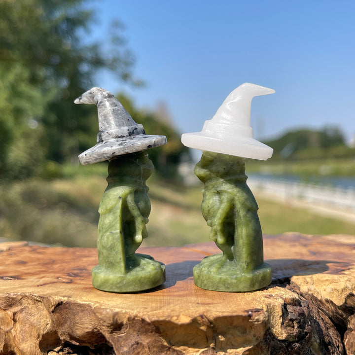 Natural Crystal Carving Serpentine Wizard Frog