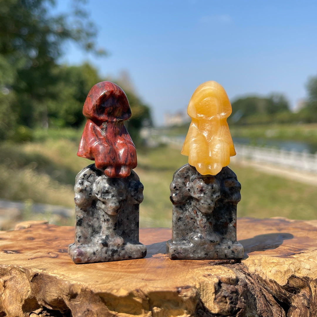Natural Crystal Carving Ghost On Tombstone