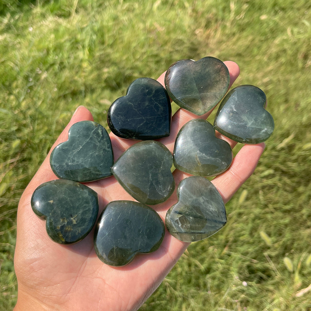 Natural Crystal Actinolite In Clear Quartz Heart
