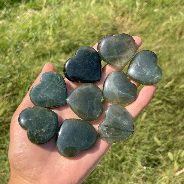 Natural Crystal Actinolite In Clear Quartz Heart