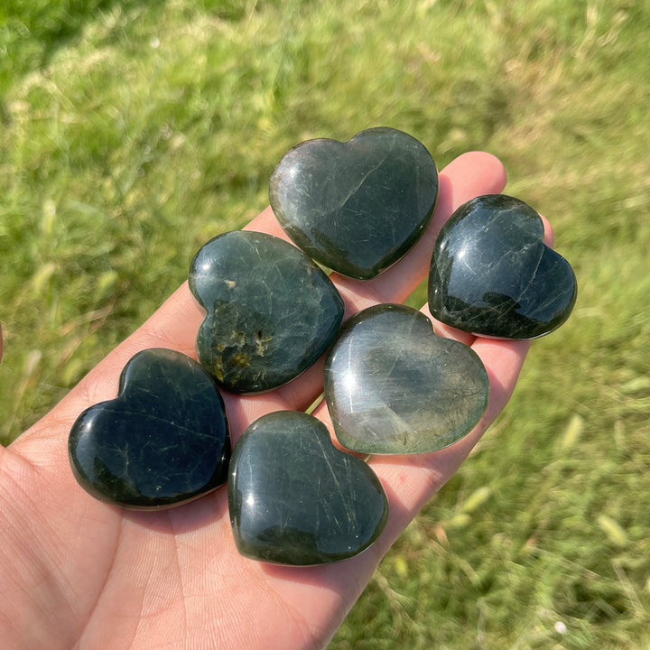 Natural Crystal Actinolite In Clear Quartz Heart