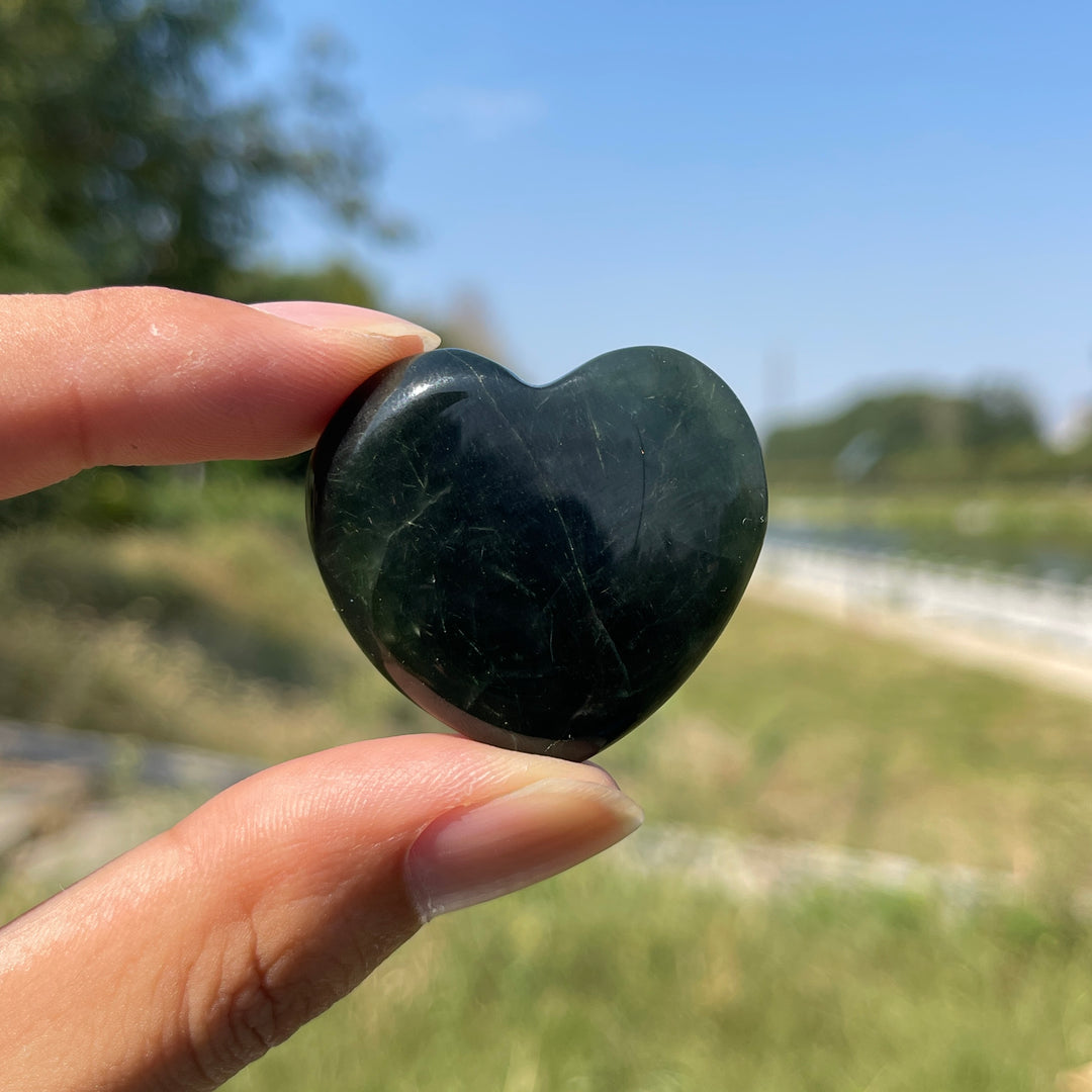 Natural Crystal Actinolite In Clear Quartz Heart