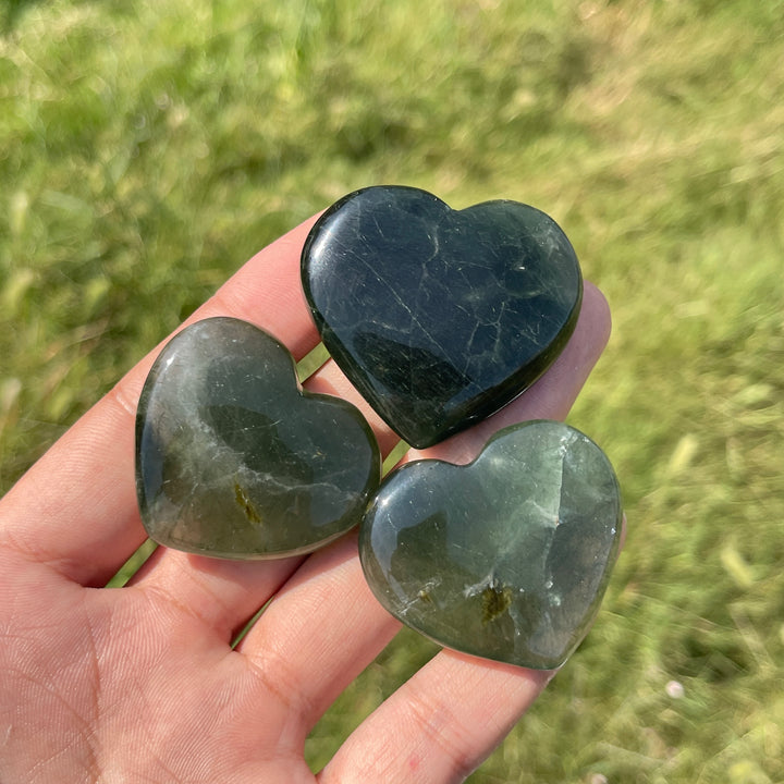 Natural Crystal Actinolite In Clear Quartz Heart