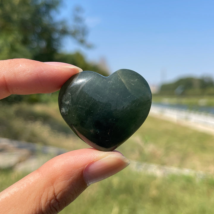 Natural Crystal Actinolite In Clear Quartz Heart