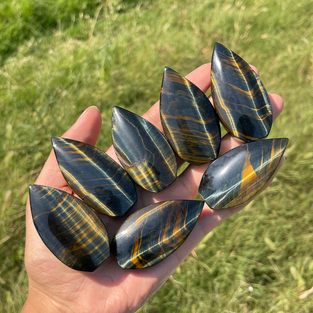 Natural Crystal Exquisite Blue And Yellow Tiger's Eye Teardrop