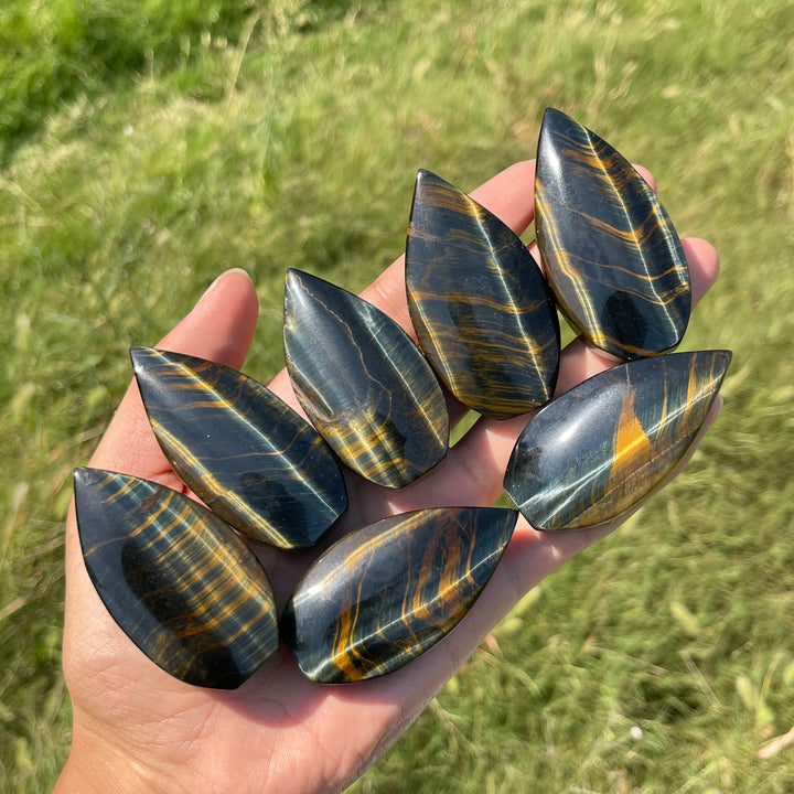 Natural Crystal Exquisite Blue And Yellow Tiger's Eye Teardrop