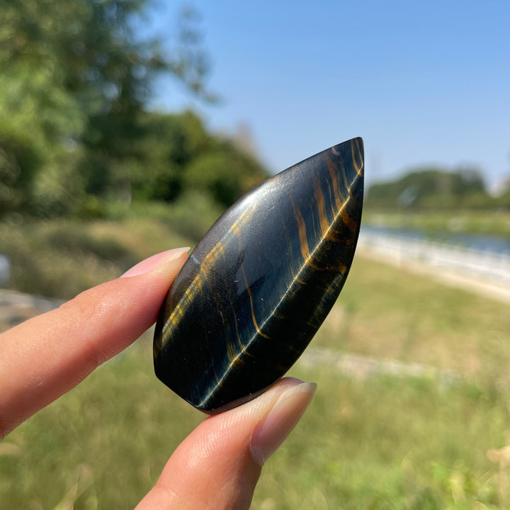 Natural Crystal Exquisite Blue And Yellow Tiger's Eye Teardrop