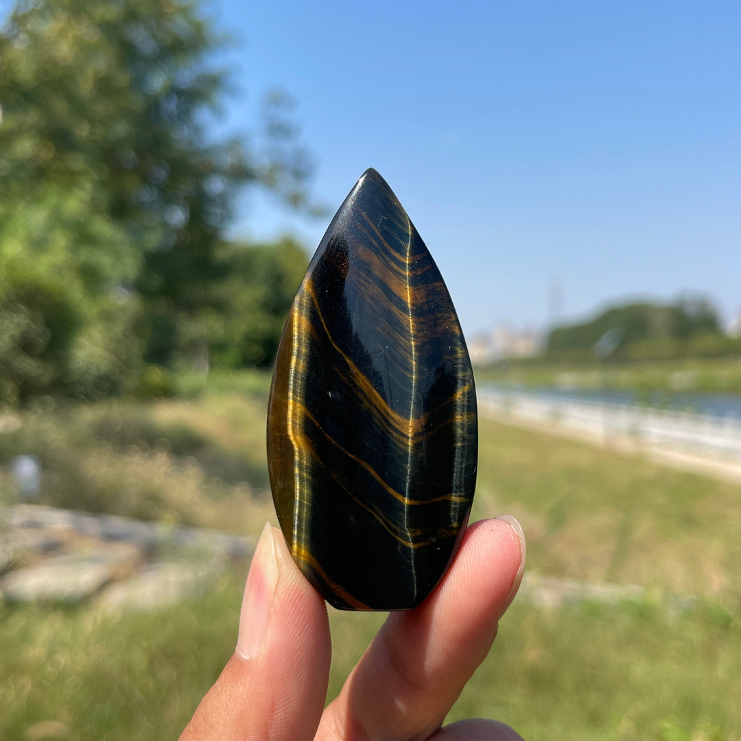 Natural Crystal Exquisite Blue And Yellow Tiger's Eye Teardrop