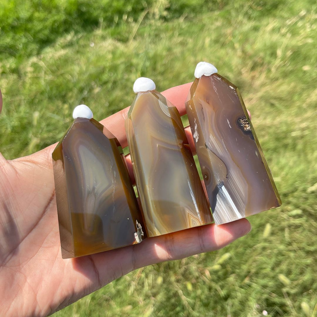 Unique,Natural Crystal Earth Toned Agate Point