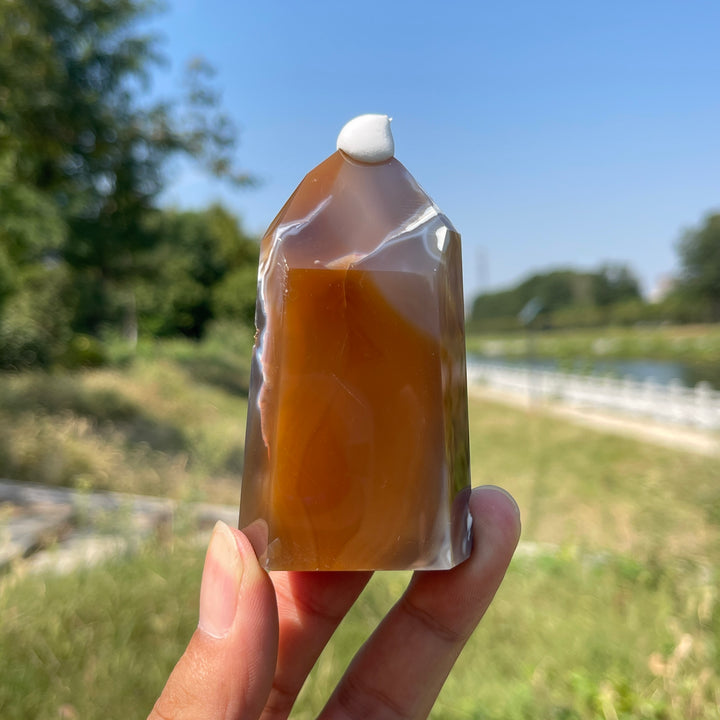 Unique,Natural Crystal Earth Toned Agate Point