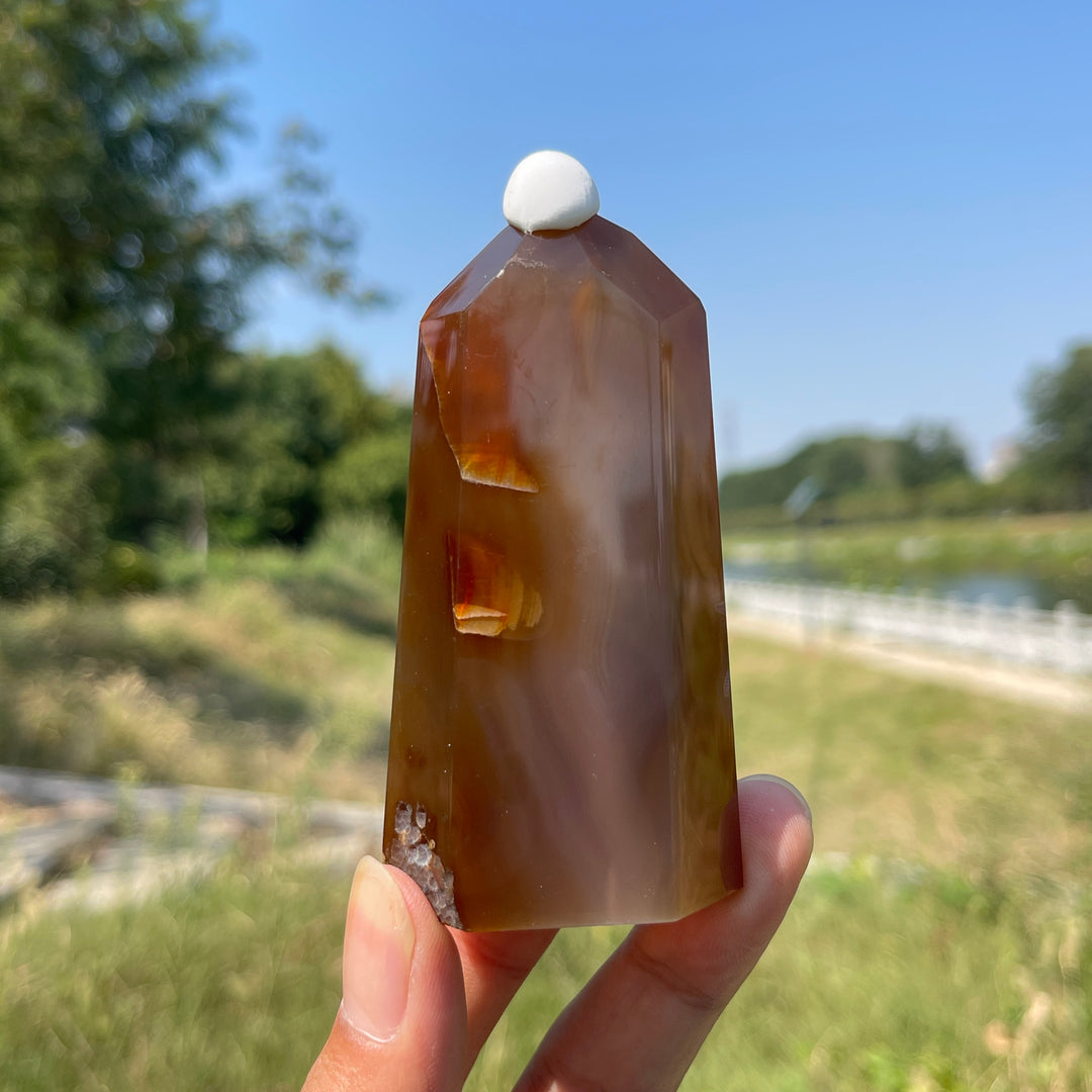 Unique,Natural Crystal Earth Toned Agate Point