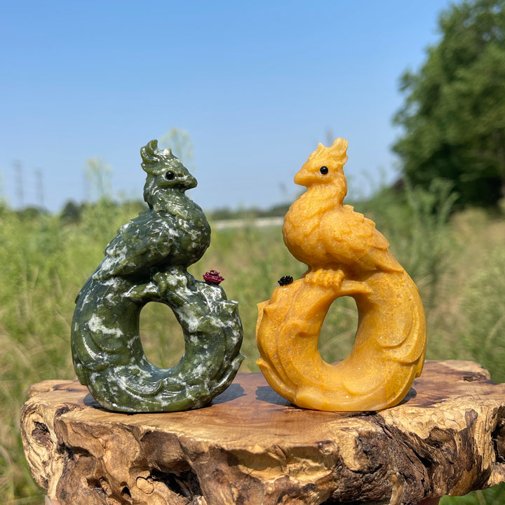 Natural Crystal Carving Branch Peacock