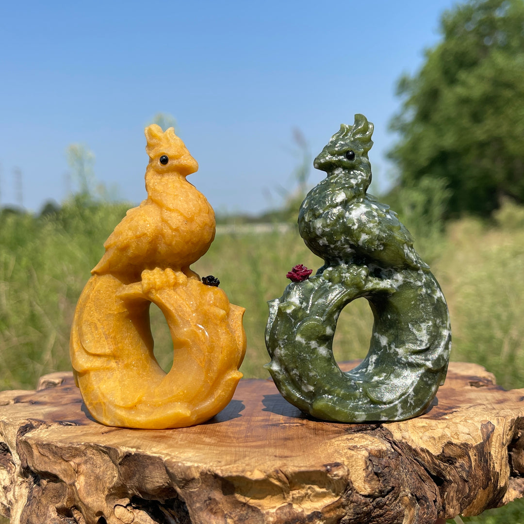 Natural Crystal Carving Branch Peacock