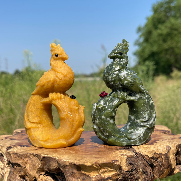 Natural Crystal Carving Branch Peacock