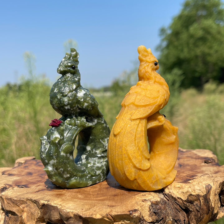 Natural Crystal Carving Branch Peacock