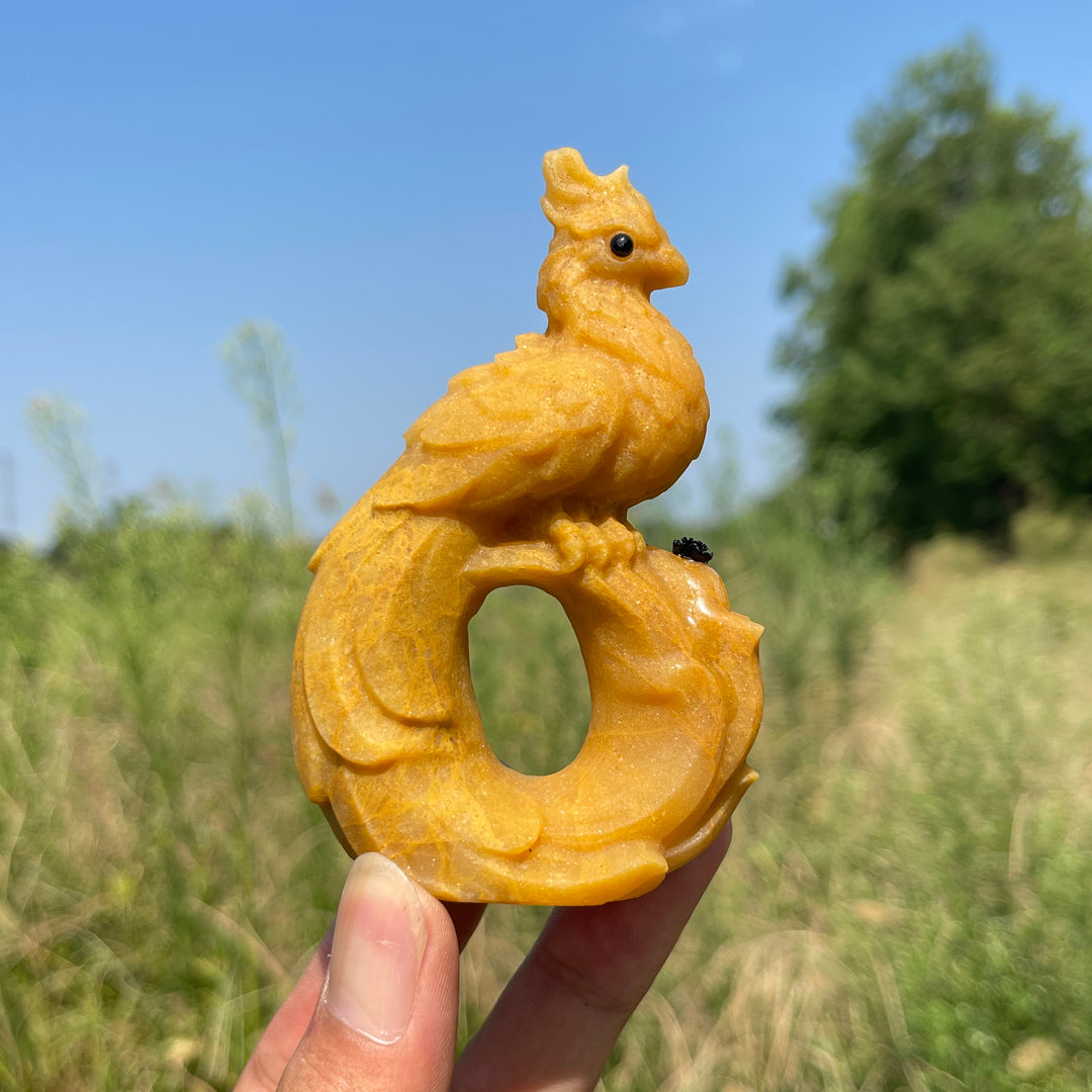 Natural Crystal Carving Branch Peacock