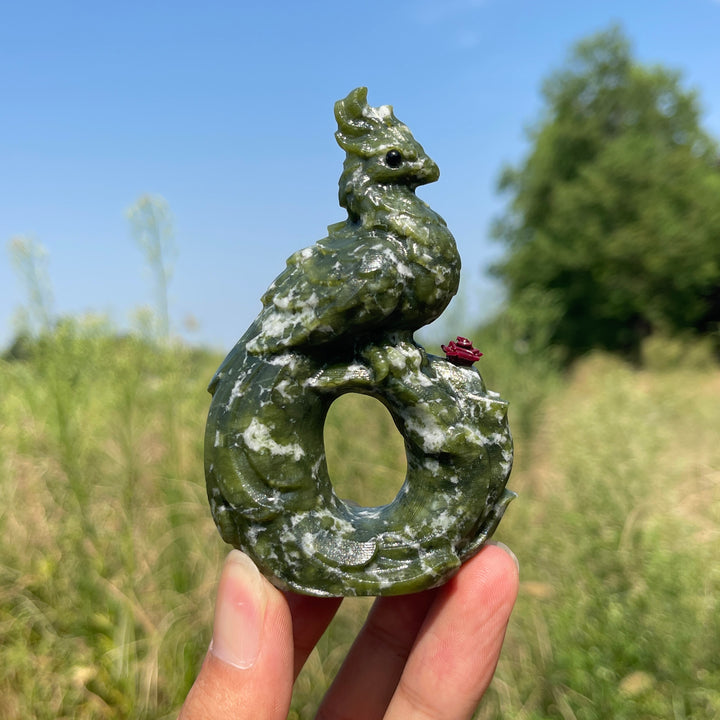 Natural Crystal Carving Branch Peacock