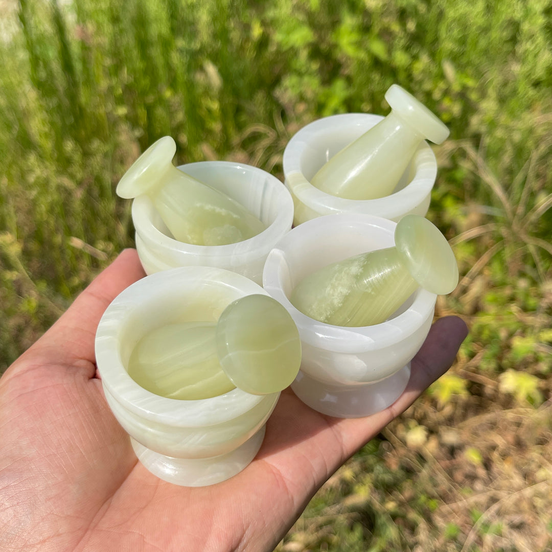 Natural Crystal Afghanistan Jade Garlic Mortar With Pestle