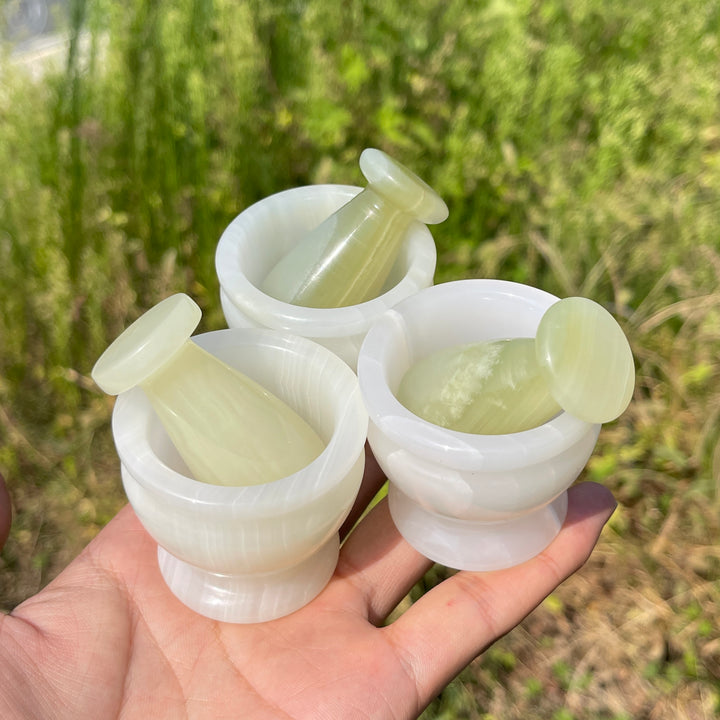 Natural Crystal Afghanistan Jade Garlic Mortar With Pestle