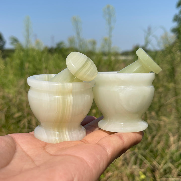 Natural Crystal Afghanistan Jade Garlic Mortar With Pestle