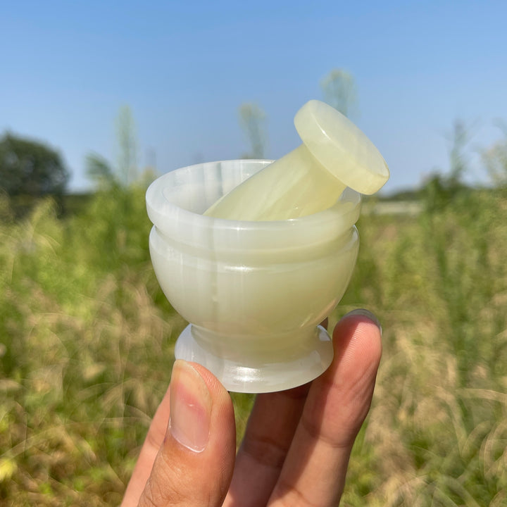 Natural Crystal Afghanistan Jade Garlic Mortar With Pestle