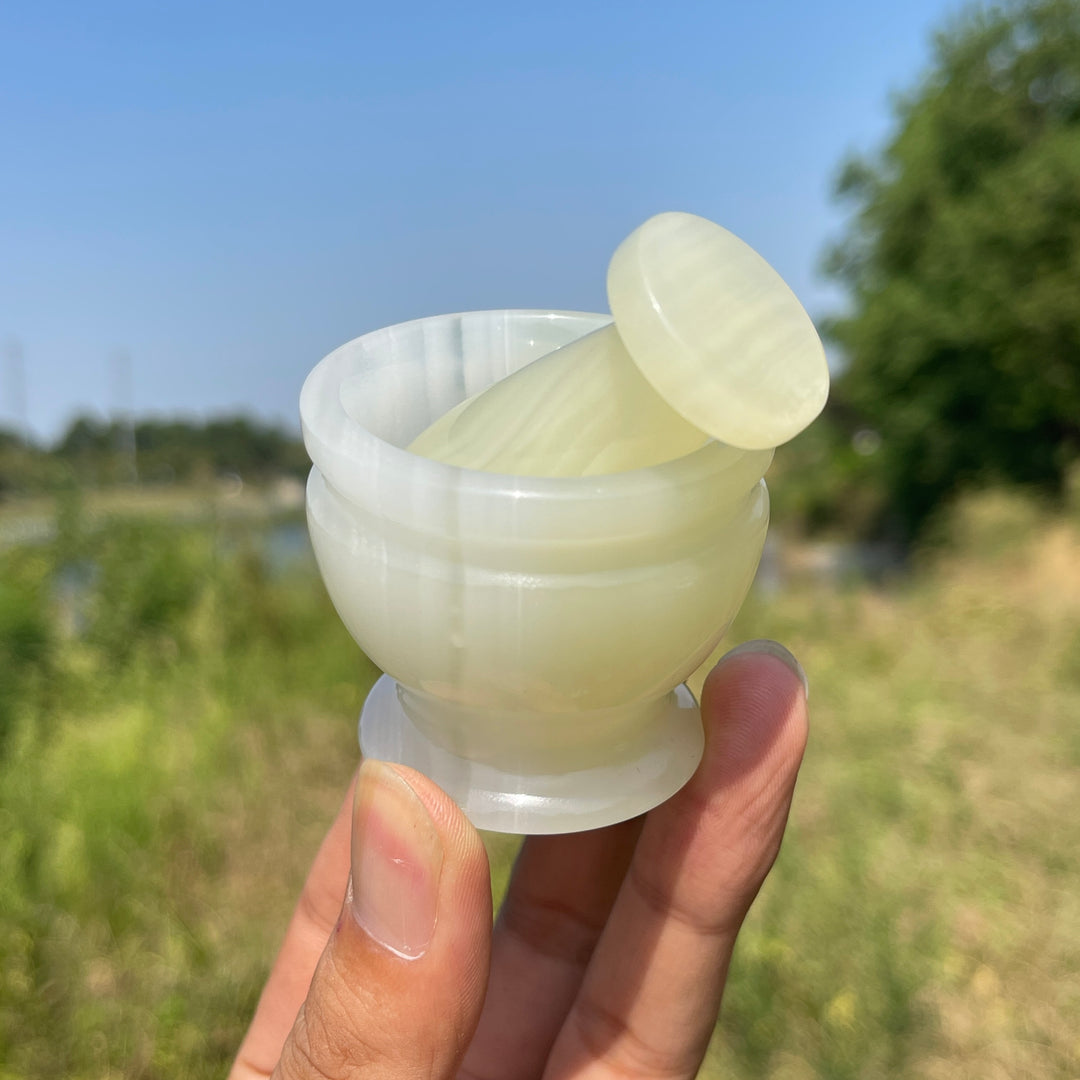 Natural Crystal Afghanistan Jade Garlic Mortar With Pestle