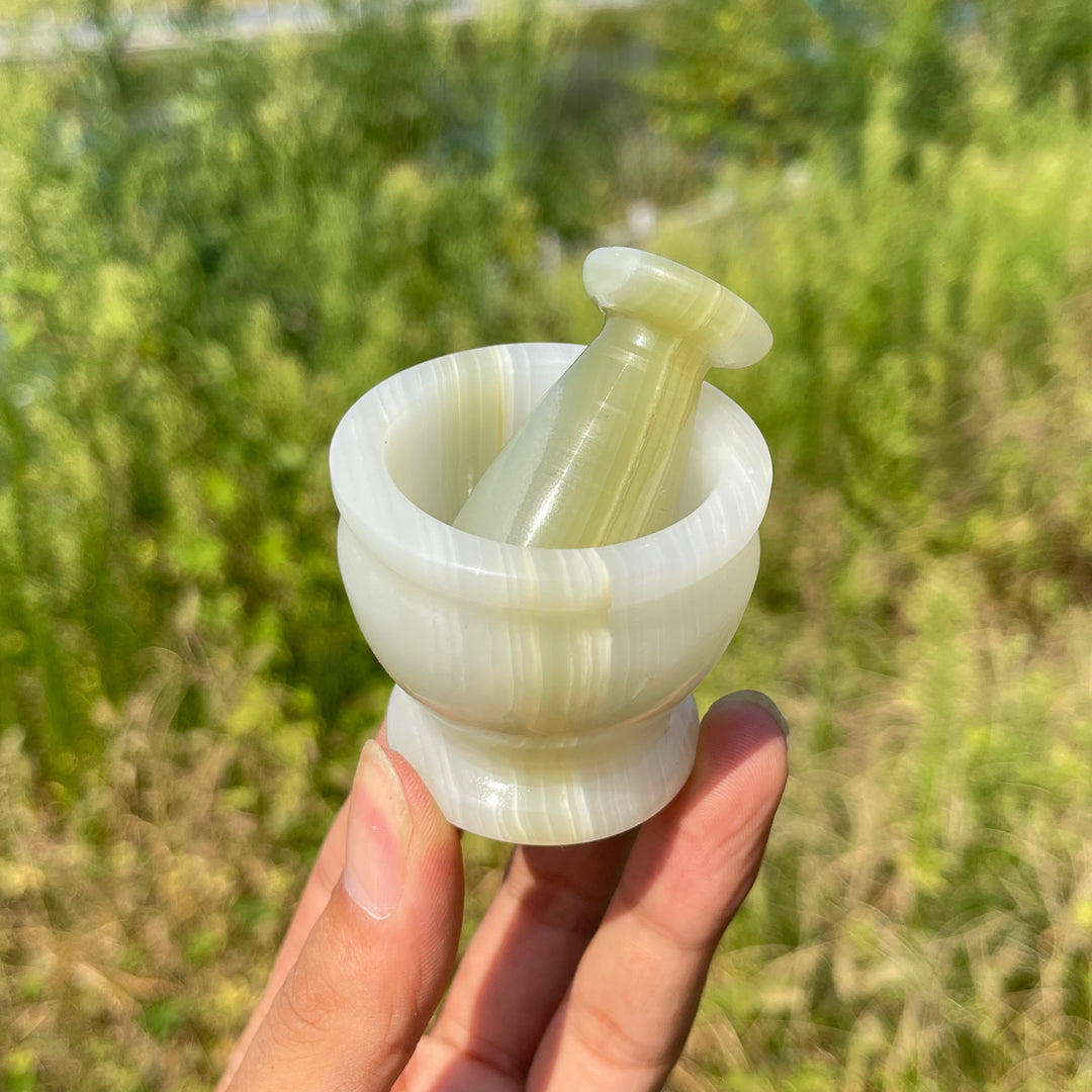 Natural Crystal Afghanistan Jade Garlic Mortar With Pestle