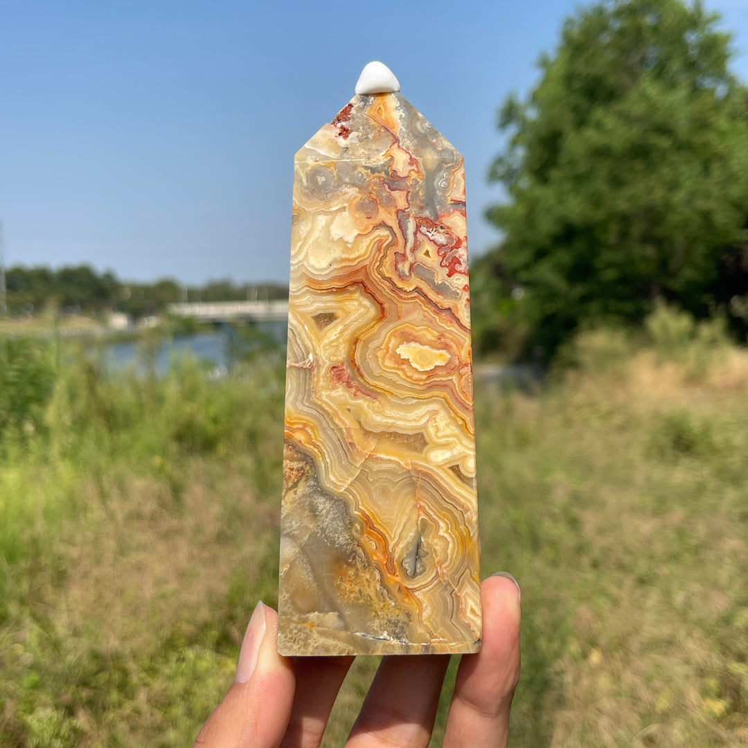 Unique, Natural Crystal Crazy Agate Point