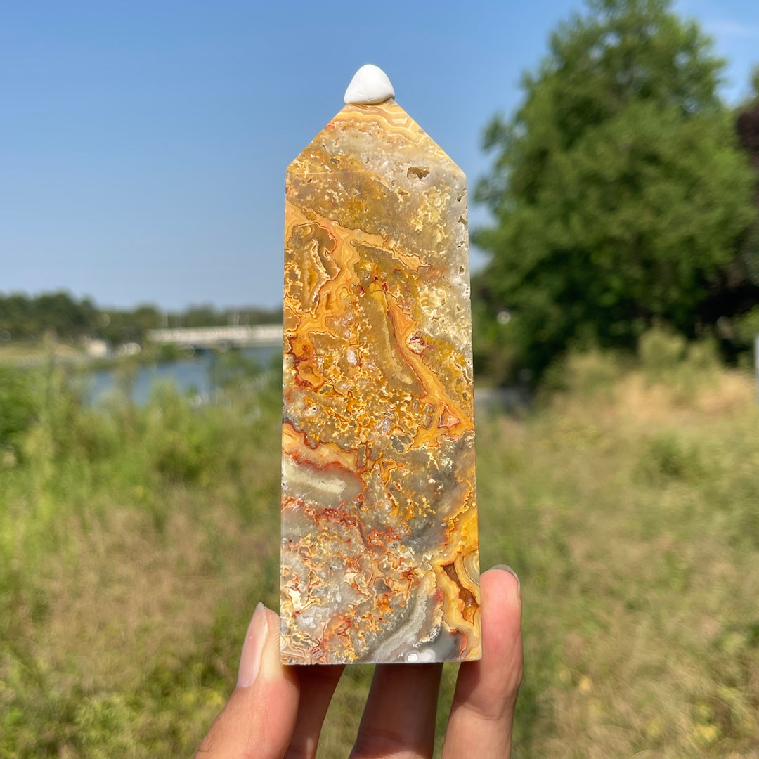 Unique, Natural Crystal Crazy Agate Point