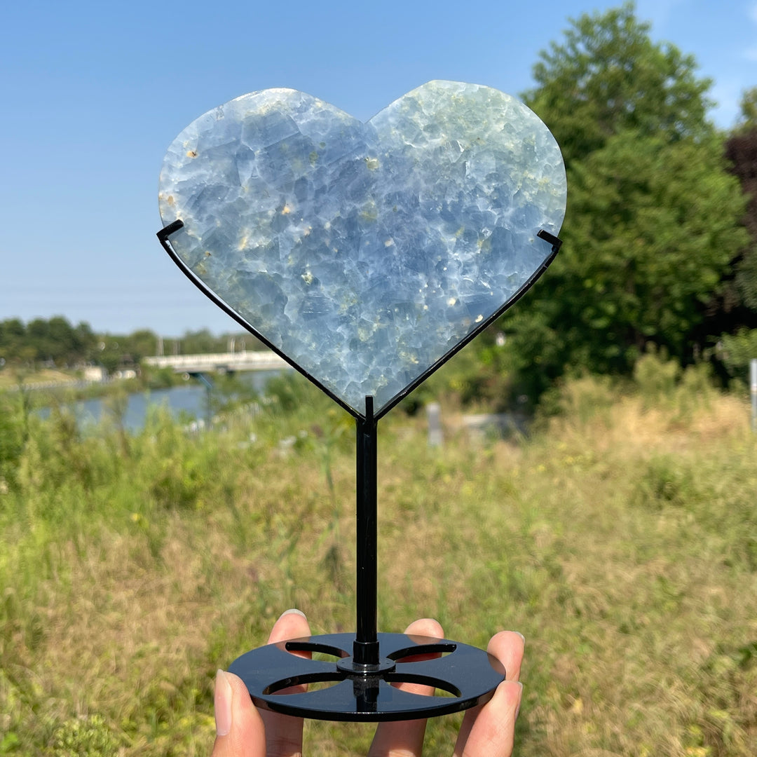 Unique,Natural Crystal Blue Calcite Heart