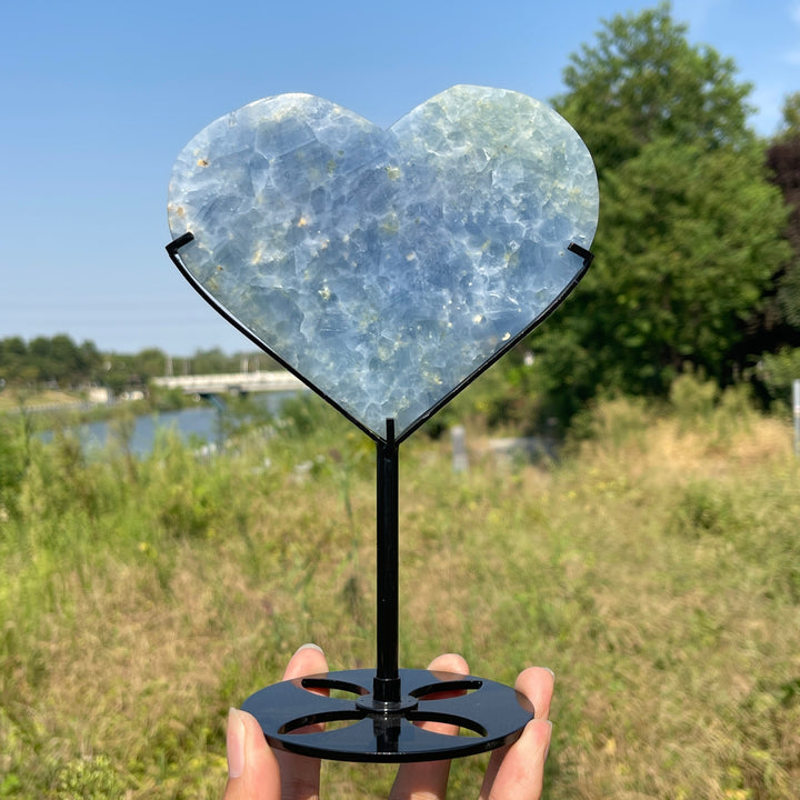 Unique,Natural Crystal Blue Calcite Heart