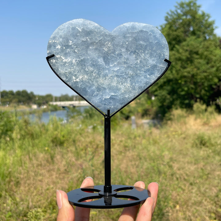 Unique,Natural Crystal Blue Calcite Heart