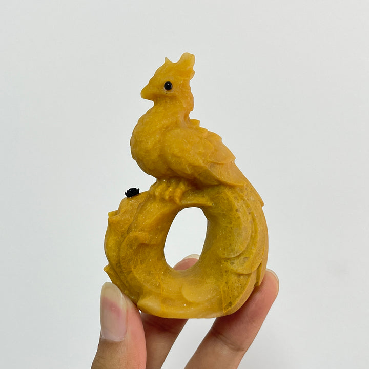 Natural Crystal Carving Branch Peacock