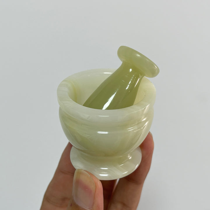 Natural Crystal Afghanistan Jade Garlic Mortar With Pestle