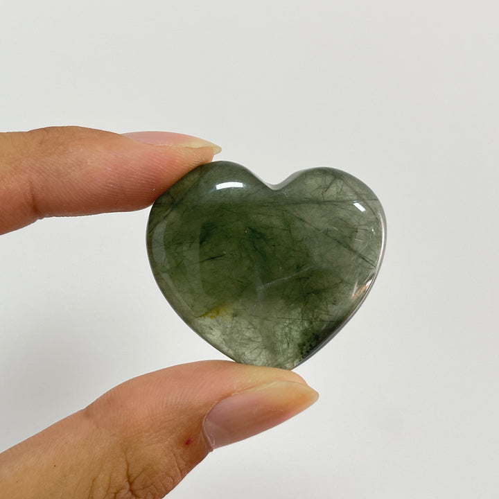 Natural Crystal Actinolite In Clear Quartz Heart